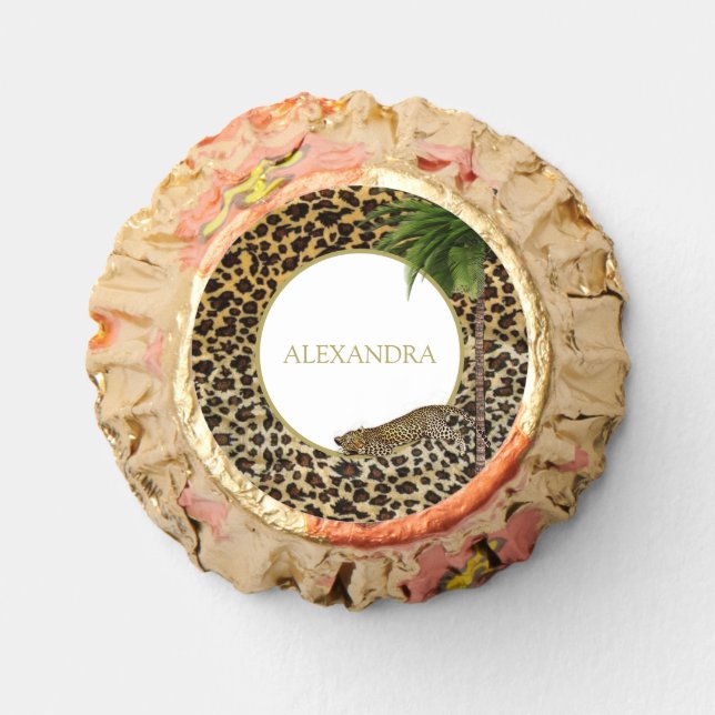 Leopard Animal Pattern Elegant Palm Party Reese's Peanut Butter Cups (Front)