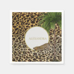 Leopard Animal Pattern Elegant Palm Personal Napkins