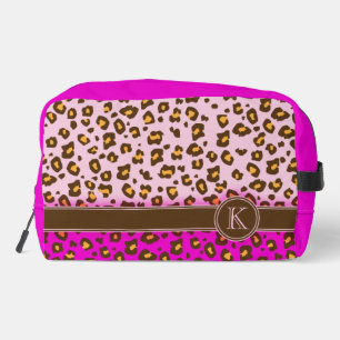 Leopard animal pattern monogram name dopp kit