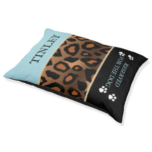 Leopard Animal Pattern with Baby Blue and Black Pet Bed