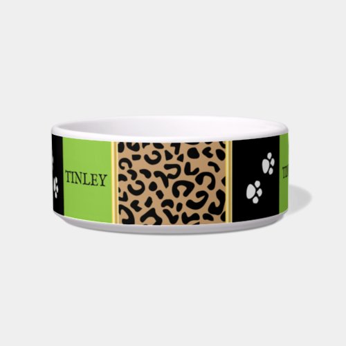 Leopard Animal Pattern with Black and Lime Green Bowl