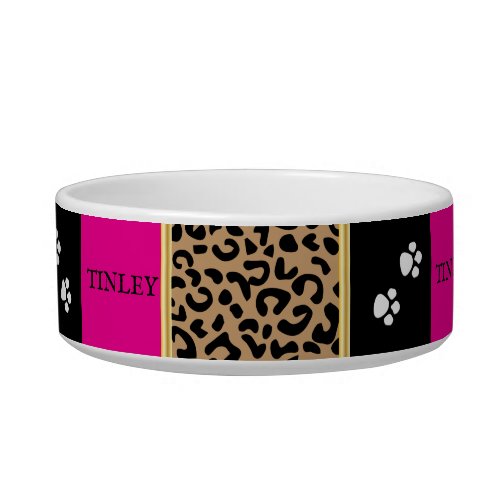 Leopard Animal Pattern with Black and Pink Bowl