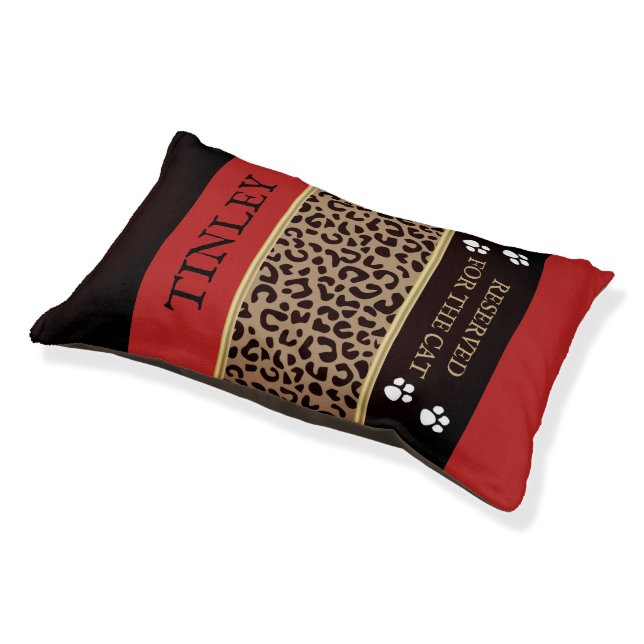 Leopard Animal Pattern with Black and Red Pet Bed (Angled)