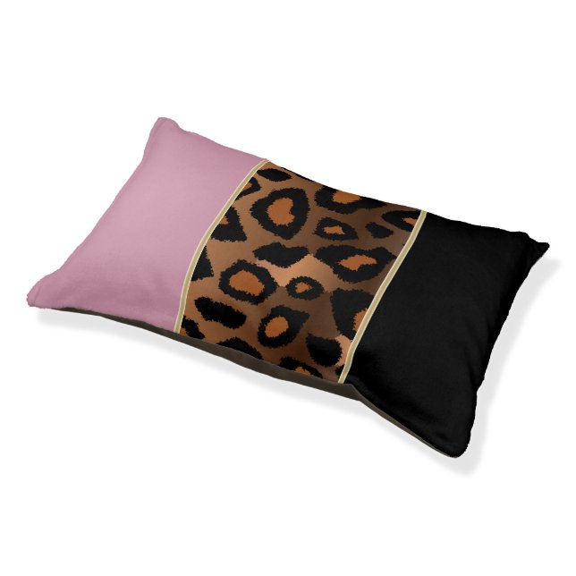 Leopard Animal Pattern with Pink and Black Pet Bed (Angled)