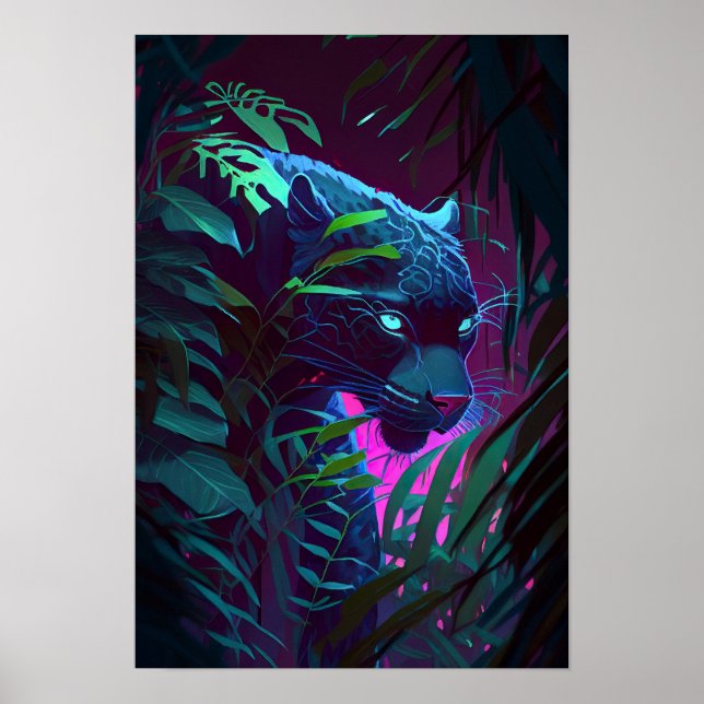 Leopard Animal Portrait Painting Wildlife Outdoors Poster (Front)