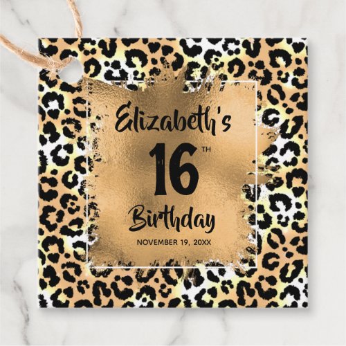 Leopard Animal Print 16th Birthday Personalized Favor Tags