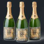 Leopard Animal Print 50th Birthday Personalized Sparkling Wine Label<br><div class="desc">Make your own personalized sparkling wine bottle labels featuring your text on a gold faux foil square over a stylish leopard print pattern. All text and fonts can be changed to any event. LOTS OF STYLES to choose from in our store.</div>