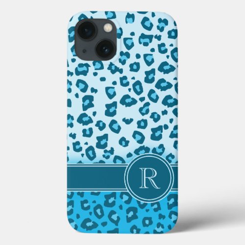 Leopard animal print aqua monogram ipad case