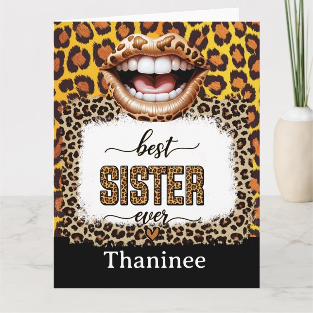 Leopard Animal Print Card for Sister – Stylish  (Front)