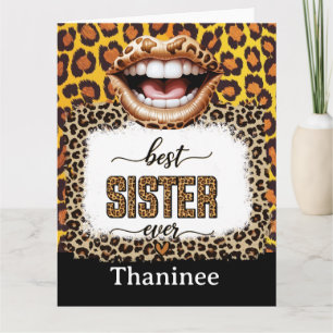 Leopard Animal Print Card for Sister – Stylish 