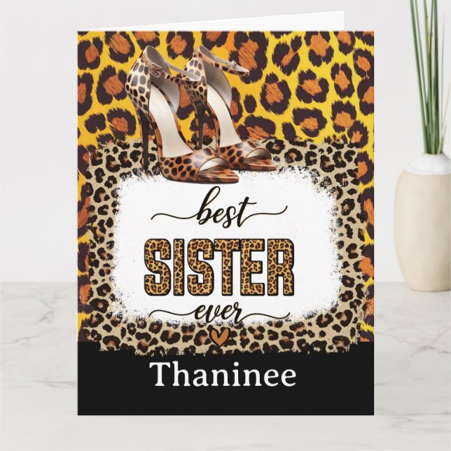 Leopard Animal Print Card for Sister – Stylish  (Front)