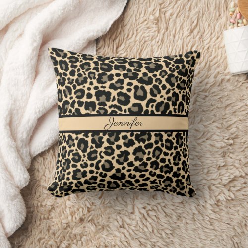 Leopard Animal Print Cheetah Gold Trendy Safari Th Throw Pillow