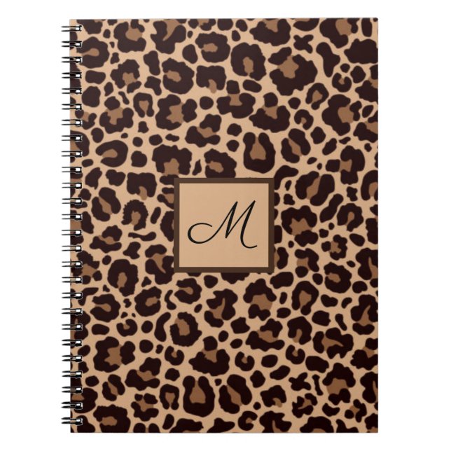 Leopard Animal Print Cheetah Monogram Initial Notebook (Front)