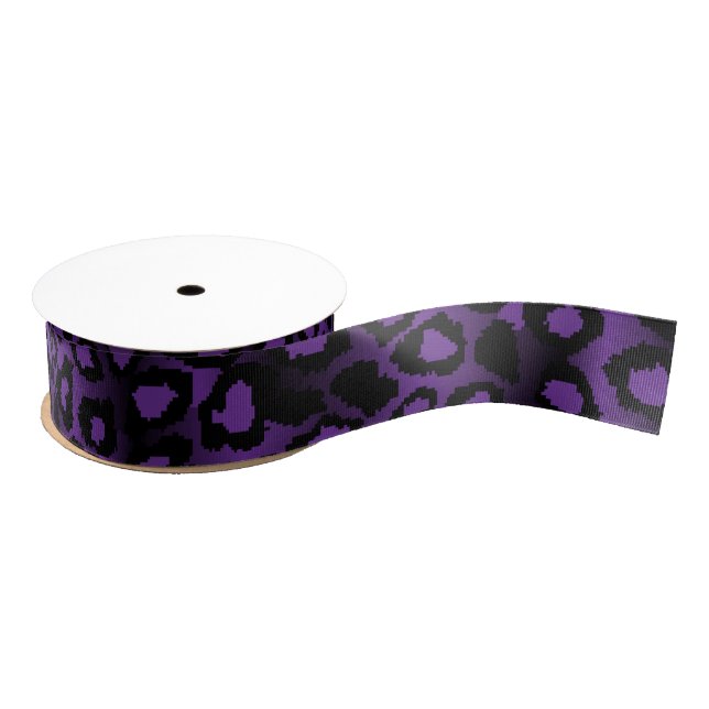 Leopard Animal Print | Dark Purple Grosgrain Ribbon (Spool)