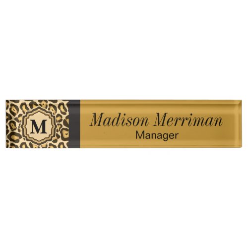 Leopard Animal Print  DIY Name and Monogram Name Plate