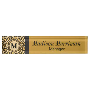 Leopard Animal Print   DIY Name and Monogram Plate