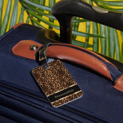 Leopard Animal Print  DIY Text Luggage Tag