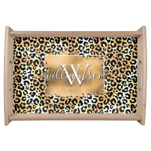 Leopard Animal Print Family Name Serving Tray