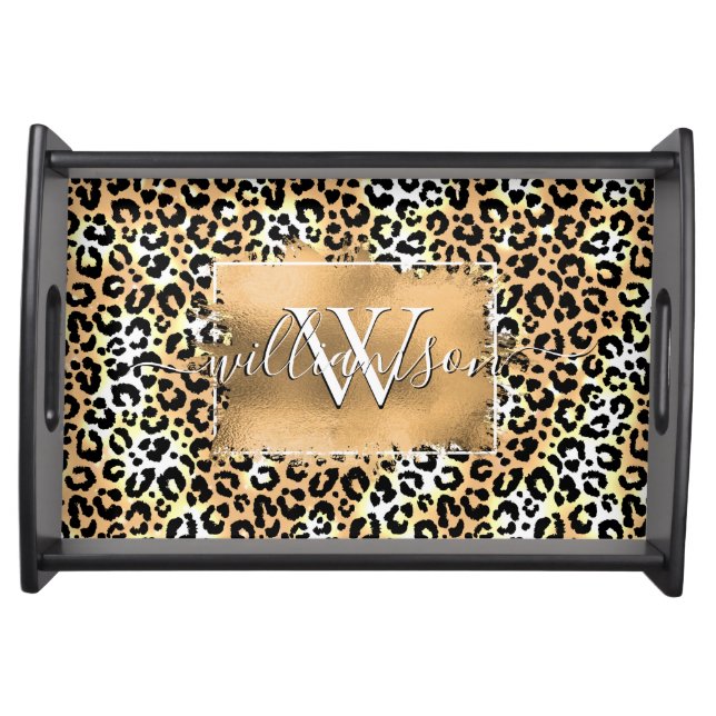 Leopard Animal Print Family Name Serving Tray (Front)