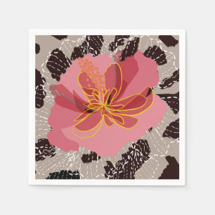 Leopard Animal Print Floral Napkins