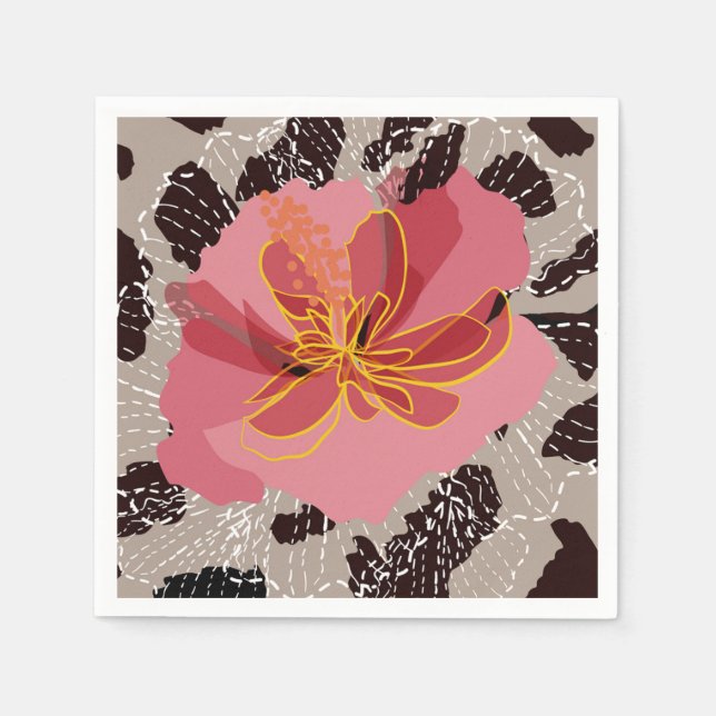 Leopard Animal Print Floral Napkins (Front)