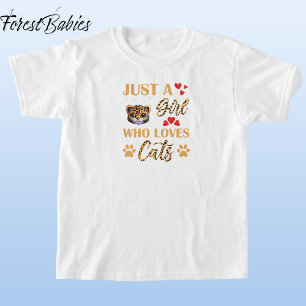 Leopard Animal Print Font, Girl Who Loves Cats 🐆 T-Shirt