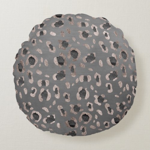 Leopard Animal Print Glam 6 Round Pillow