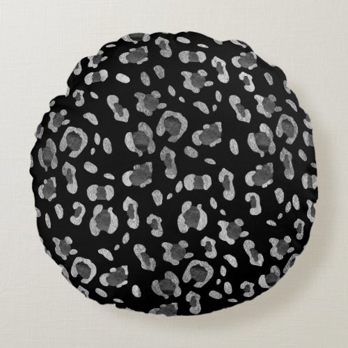 Leopard Animal Print Glam 8 pattern decor art  Round Pillow
