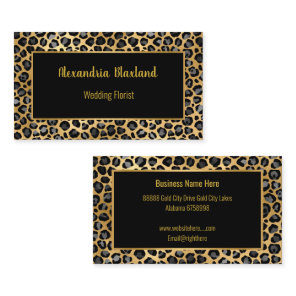 LEOPARD ANIMAL PRINT GOLD BLACK BUSINESS CARD