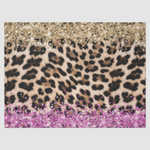 Leopard Animal Print Gold Pink Glitzy Glitter Tissue Paper