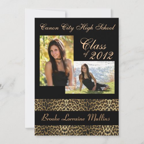 Leopard animal print graduation announcement