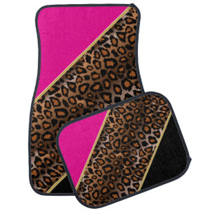 Leopard Animal Print   Hot Pink   Personalize Car Mat