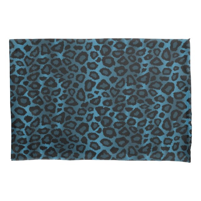 Leopard Animal Print in Blue Pillowcase (Front)