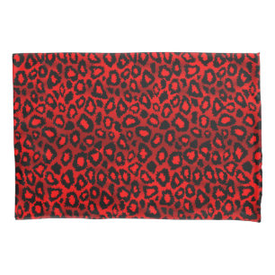Leopard Animal Print in Red Pillow Case