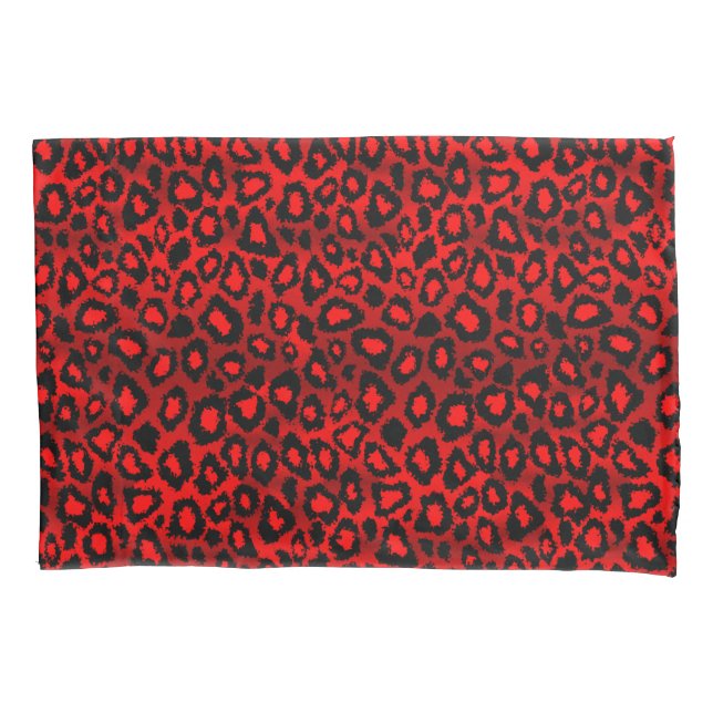 Leopard Animal Print in Red Pillow Case (Front)