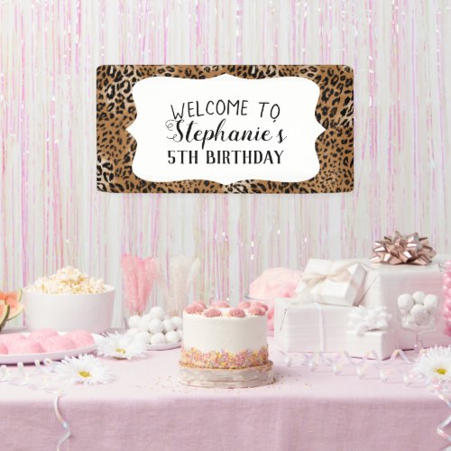 Leopard Animal Print Kids Birthday Party   Banner