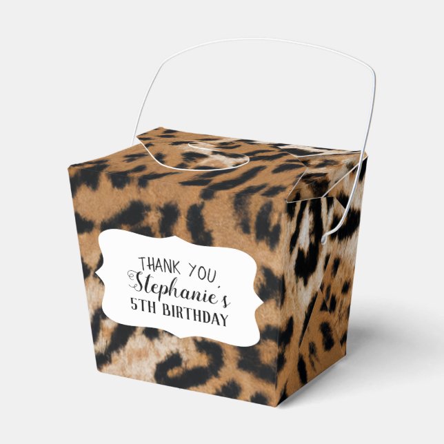 Leopard Animal Print Kids Birthday Party Favor Boxes (Front Side)