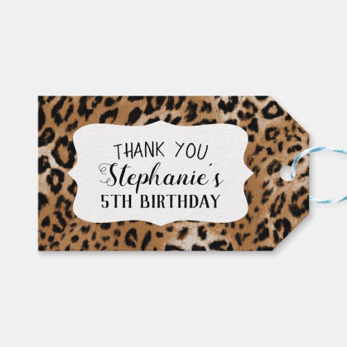 Leopard Animal Print Kids Birthday Party Gift Tags