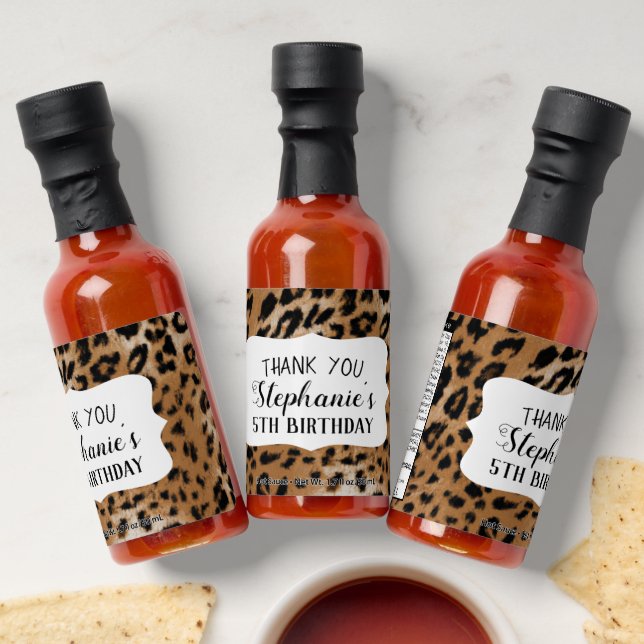 Leopard Animal Print Kids Birthday Party Hot Sauces (Laydown)
