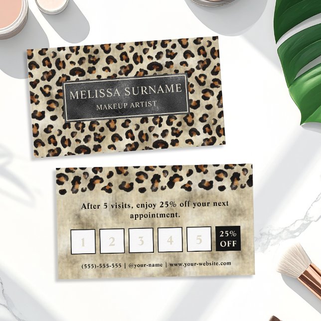 Leopard Animal Print Makeup Artist Loyalty Card (Creator Uploaded)