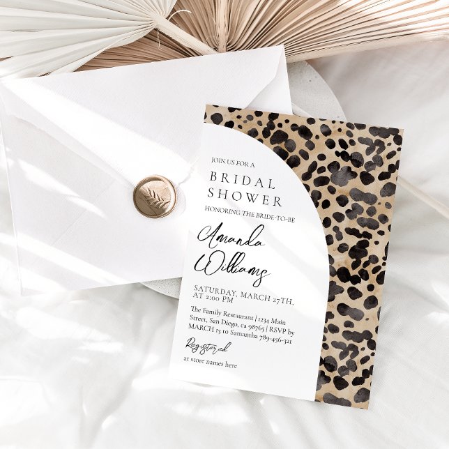 Leopard Animal Print Modern Bridal Shower  Invitation (Creator Uploaded)