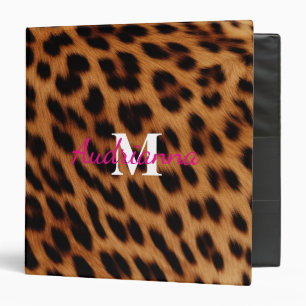Leopard Animal Print Monogram 3 Ring Binder