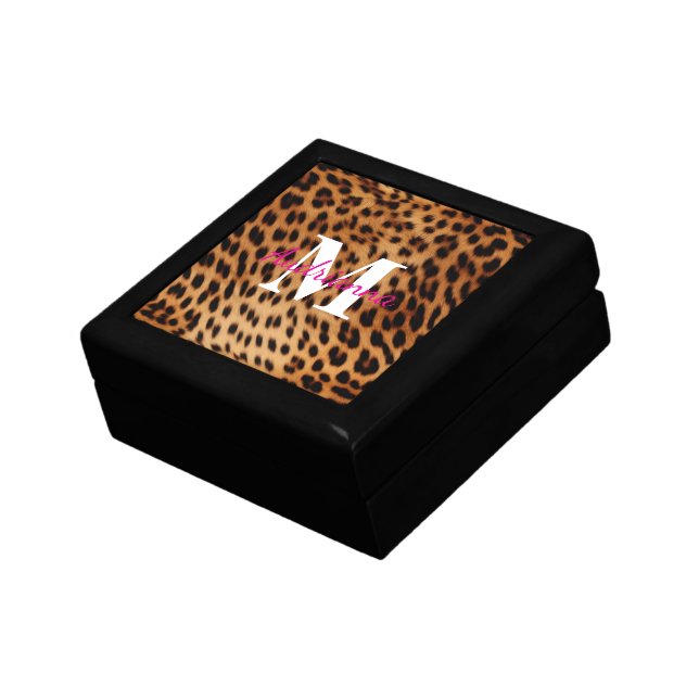 Leopard Animal Print Monogram Gift Box (Side)
