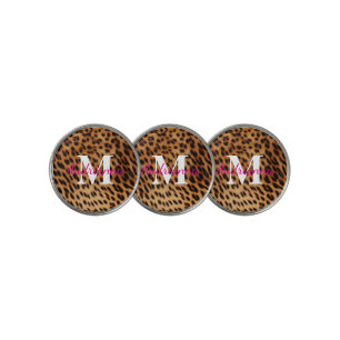 Leopard Animal Print Monogram Golf Ball Marker