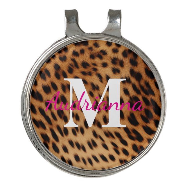 Leopard Animal Print Monogram Golf Hat Clip (Front)