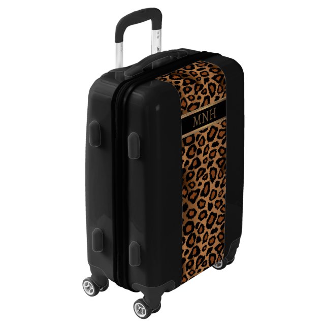 Leopard Animal Print | Monogram  Luggage (Rotated Left)
