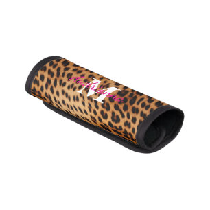 Leopard Animal Print Monogram Luggage Handle Wrap