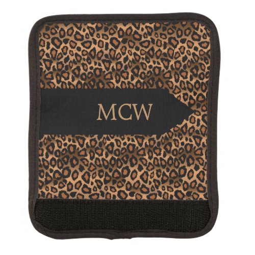 Leopard Animal Print  Monogram Luggage Handle Wrap