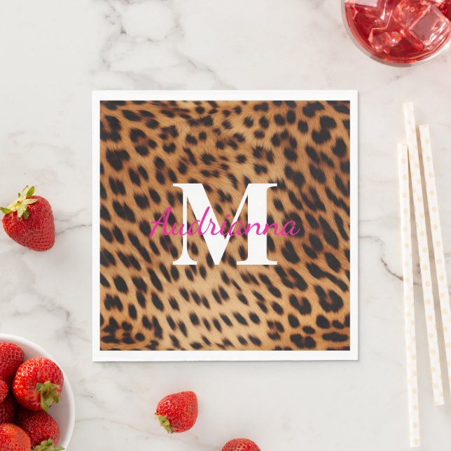 Leopard Animal Print Monogram Napkins (Insitu)