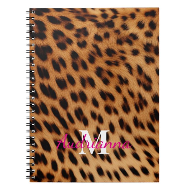 Leopard Animal Print Monogram Notebook (Front)